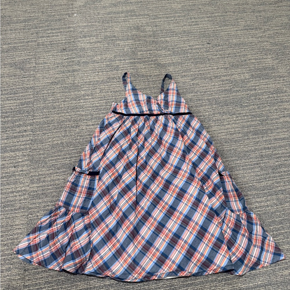 GapKids Plaid Sundress Girls L – Blue Red Sleeveless Summer Dress w/ Lining